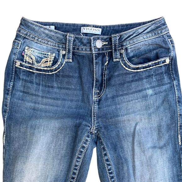 Vigoss Medium Wash Distressed Skinny Embroidered Jeans Women’s size 6 - Picture 9 of 13